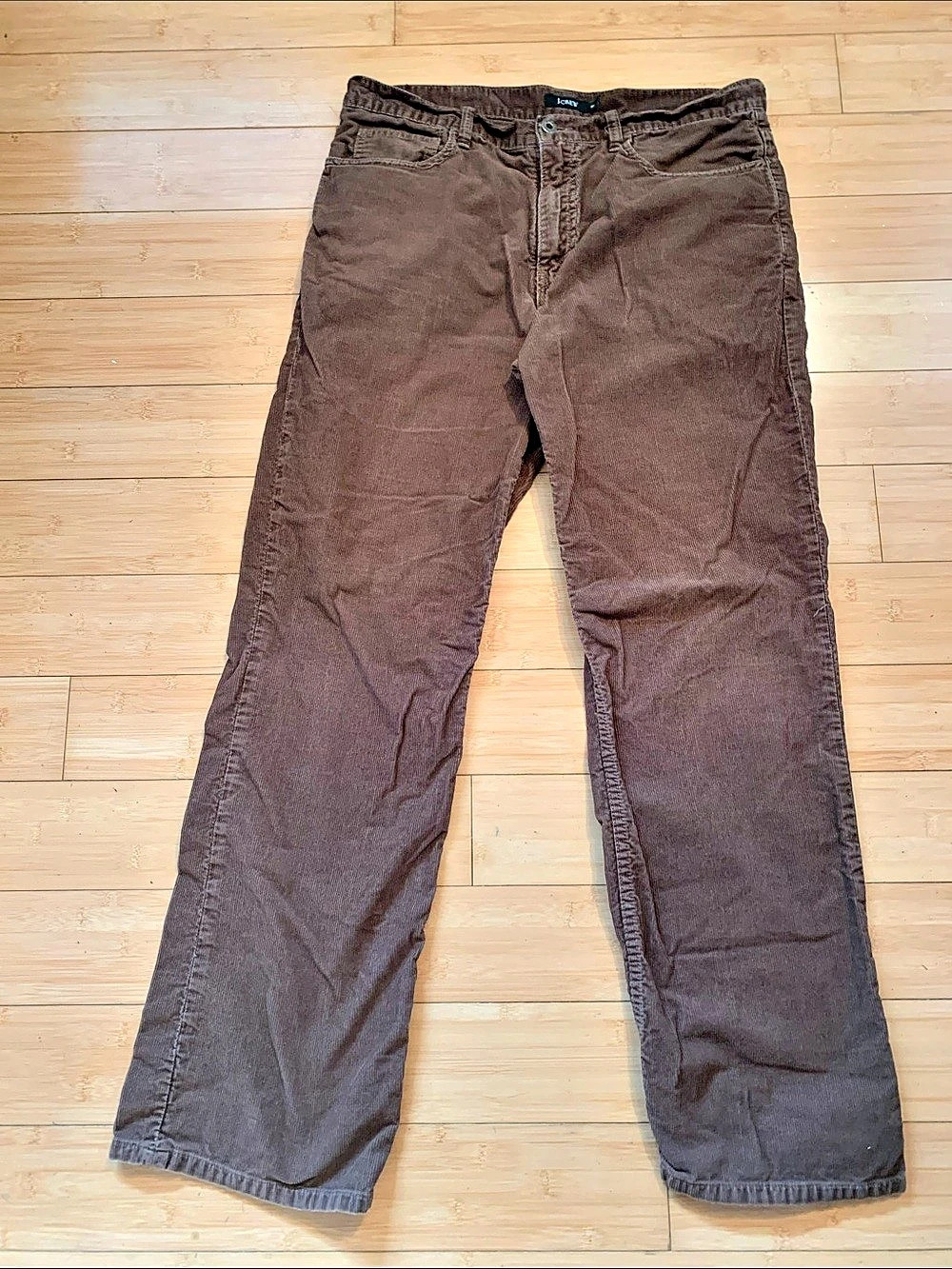 J.Crew 100% cotton Straight Leg Corduroy Pant Brown sz 34x32 5 pocket jean style